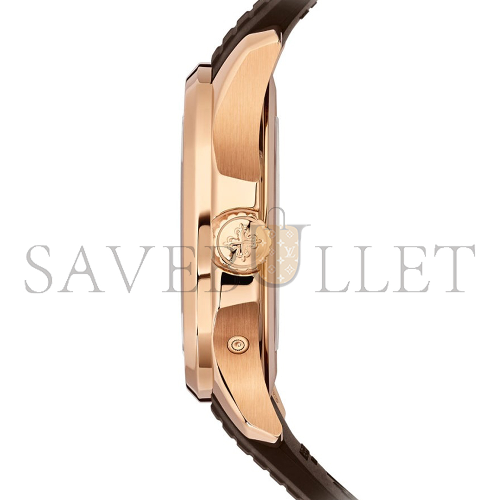 P**ek Ph**ppe aquanaut rose gold travel time brown dial composite men’s watch 5164r-001